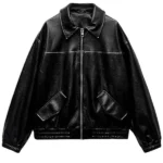 Womens-Long-Sleeve-Zip-Up-Casual-Bomber-Motorcycle-Black-Biker-Faux-Leather-Jacket