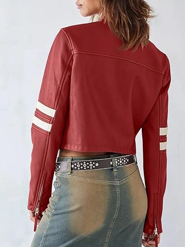 Womens-Zip-Up-Stand-Collar-Cropped-Faux-Leather-Jacket
