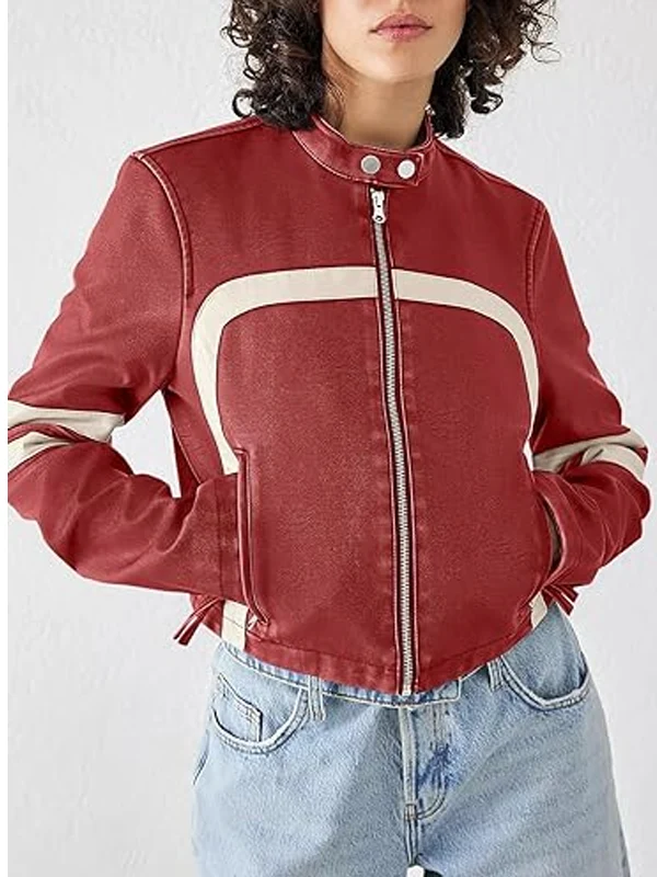 Womens-Zip-Up-Stand-Collar-Cropped-Leather-Jacket