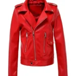 Womens-Zipper-Motorcycle-red-Jacket