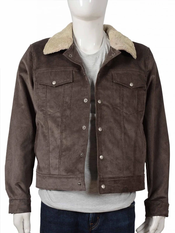 Yellowstone-Fur-Collar-Brown-Corduroy-Jacket-Front