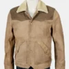 Yellowstone-Shearling-Collar-Buff-Suede-Leather-Jacket-Front