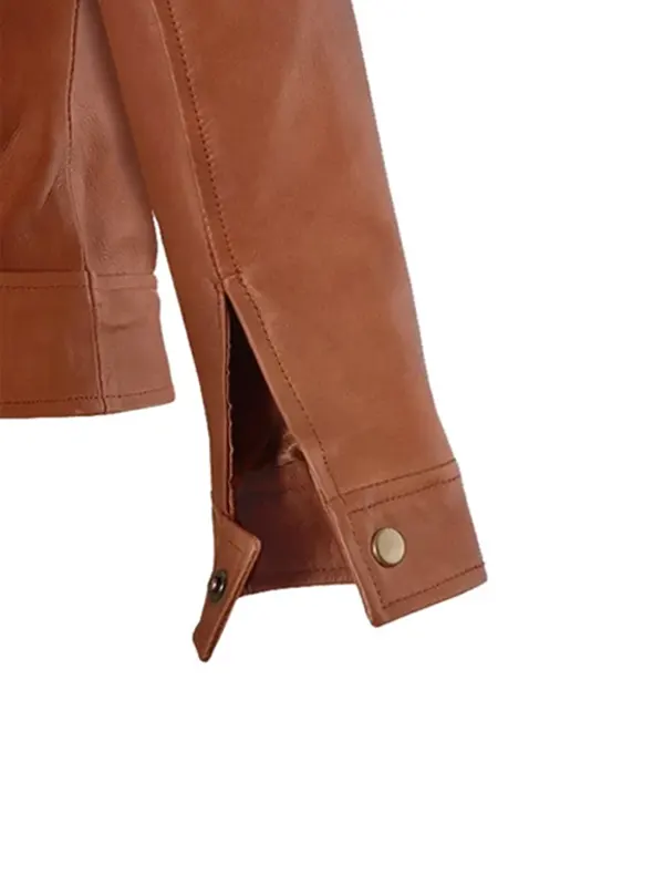 Men’s Genuine Leather Classic Biker Jacket Cuff