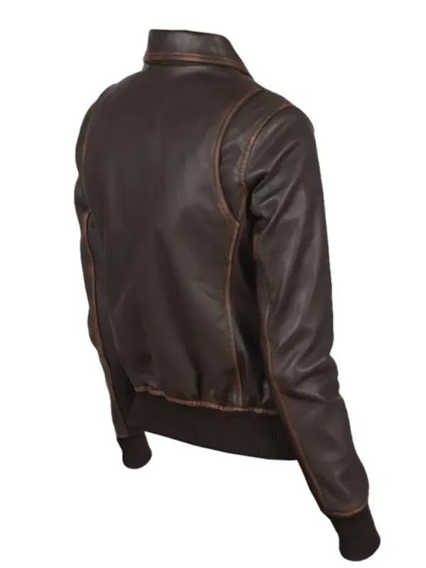 Women A-2 Brown Leather Jacket Back