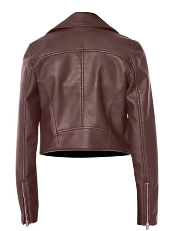 Women Brown Vintage Biker Jacket