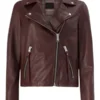 Women Vintage Brown Biker Jacket