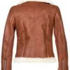 Womens Chestnut Aviator Shearling Jacket Back