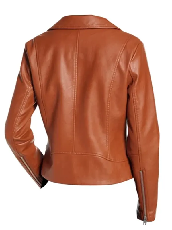 Womens Real Brown Leather Jacket Back