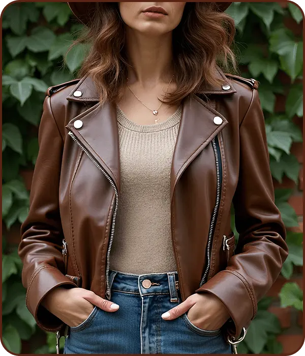 Women Brown Leather Jacket