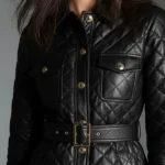 2-in-1 Diamond-quilted Padded Eco Leather Coat