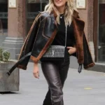 Ashley Roberts Christmas Shearling Aviator Jacket