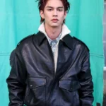 Bright Vachirawit Black Bomber Leather Jacket