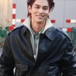 Bright Vachirawit Bomber Black Leather Jacket