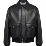 Bright Vachirawit Leather Black Bomber Jacket