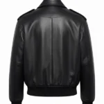 Bright Vachirawit Leather Black Bomber Jacket back