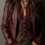Burgundy Leather Blazer