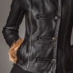 Classic Faux Leather Fur Collar Slim Fit Jacket