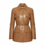 Daisy Edgar Jones Brown Leather Coat