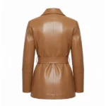Daisy Edgar Jones Brown Leather Coat back