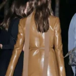 Daisy Edgar Jones Leather Brown Coat back