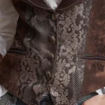 Eco-Suede Snake Print Vest With Faux-Leather