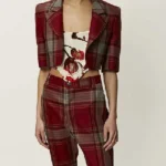 Emily Cooper Emily In Paris Red Plaid Jacket front