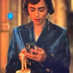 Emily In Paris Emily Cooper Blue Velvet Blazer