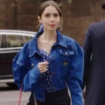 Emily In Paris Lily Collins Cropped Denim Jacket front