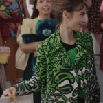 Emily in Paris Season 3 Emily Cooper Green Printed Coat