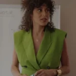 Jacqueline Emily In Paris S03 Green Sleeveless Blazer