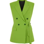 Jacqueline Emily In Paris S03 Green Sleeveless Blazer front