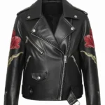 Jenna Coleman Black Biker Leather Jacket