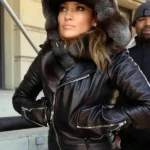Jennifer Lopez Black Leather Jacket front