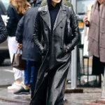 Kaia Gerber The Matrix Leather Coat Front - Copy