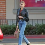 Kaia Gerber leather jacket
