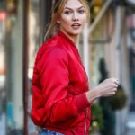 Karlie Kloss Red Bomber Jacket