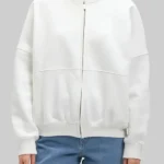 Karlie Kloss White Bomber Fleece Jacket