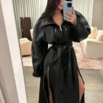 Khy Kylie Jenner Leather Black Coat