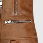 Kylie Jenner Brown Zipper Leather Jacket