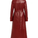 LFW Michelle Dockery Leather Coat back