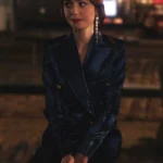 Lily Collins Emily In Paris Blue Velvet Blazer