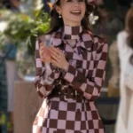 Lily Collins Emily In Paris Checked Trench Coat