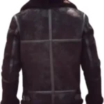 Mens Brown Distrеssеd Shearling Jacket Back
