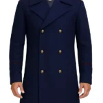 Men’s Navy Blue Wool Coat - Double Breasted Winter Coat