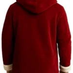 Mens Red Santa Velvet Shearling Hooded Jacket back