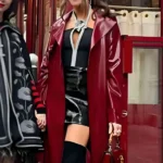 Mindy Chen Emily In Paris Maroon Leather Coat