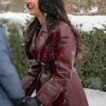 Movie A Merry Little Ex-Mas Jameela Jamil Leather Coat