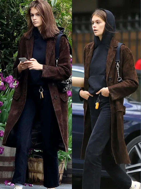 NYC_after_walking_in_the_Prada_show_Kaia_Gerber_Brown_Coat