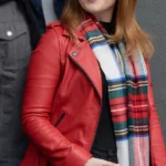 Our Christmas Mural Olivia Red real leather Jacket