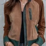 Retro Colorblock Microsuede Leather Jacket